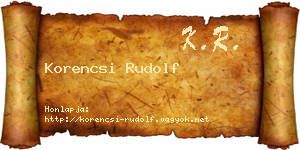 Korencsi Rudolf névjegykártya
